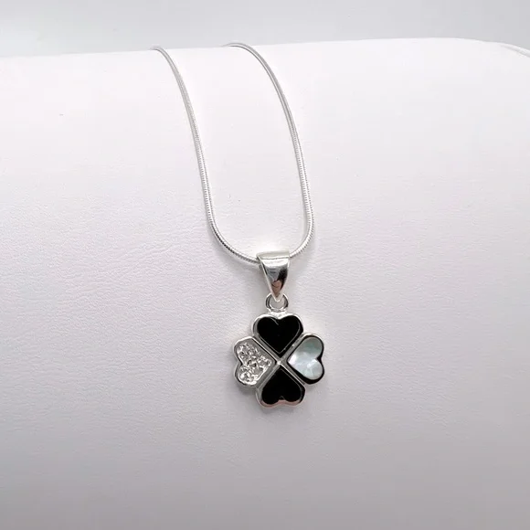 .925 Sterling Silver Clover Cz Necklace - Picture 15 of 17